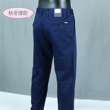 外貿尾貨藍色休閑褲男士中青年商務修身休閑褲2024春夏褲男長褲子