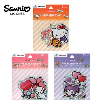 【日本正版】三麗鷗 防潑水 貼紙包 手機貼紙 平板貼紙 筆電貼紙 行李貼 雷射貼紙 裝飾貼紙 凱蒂貓 美樂蒂 酷洛米