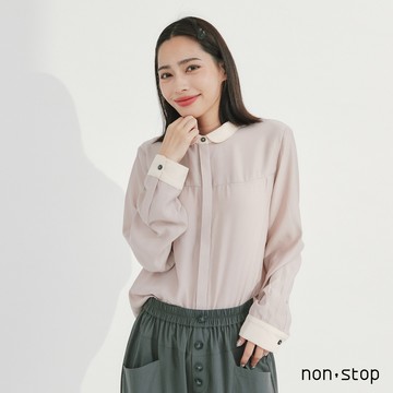 non-stop 靜謐配色翻領長袖襯衫-2色