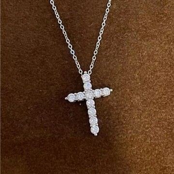 現貨+預購 頂級莫桑鑽石項鍊925純銀女項鍊鎖骨鍊項鏈情人節禮物-1.1克拉十字架74lq2【獨家進口】【米蘭精品】
