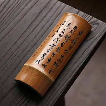 茶則老竹大師竹刻手工日式賞茶荷老竹臂擱茶玩茶道零配件山山竹木