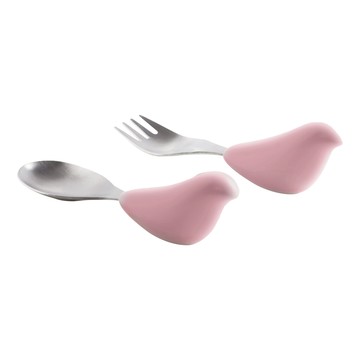 PICABOO 布咔寶 學習叉匙組  304食品級不鏽鋼  食品級聚丙烯PP  適用年齡18個月以上  芭蕾舞步粉  1組