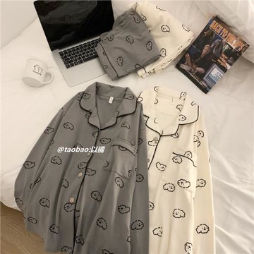 ins小狗情侶德絨睡衣秋冬季日系2025年新款男女生可愛保暖家居服