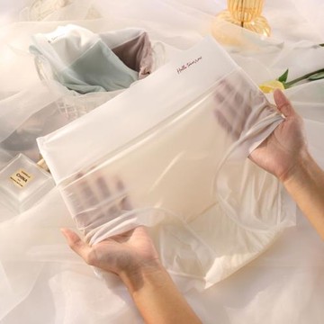 超薄面膜女士冰絲內褲女胖mm大碼聚乳酸抗菌襠高腰無痕透明三角褲