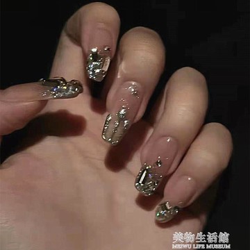 手工光療美甲貼片 小紅書同款blingbling碎鉆星河 假指甲穿戴甲片【摩可美家】