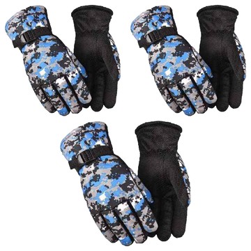 Life+ 時尚加絨保暖防風防水手套/機車手套 3入組  26 x 11.5 x 1cm  迷彩 顏色隨機