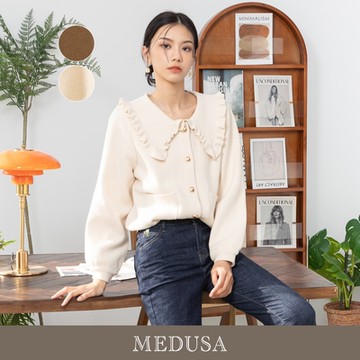 現貨【MEDUSA 曼度莎】I care 可愛大領子毛衣小外套 - 2色（F）｜針織上衣 針織外套