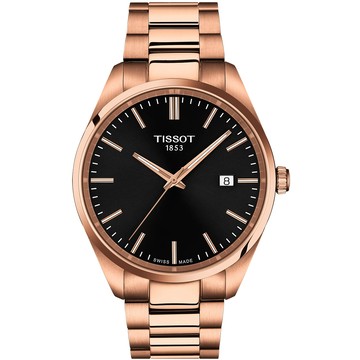 TISSOT 官方授權 PR100 經典簡約紳士腕錶/黑X玫瑰金/40mm/T1504103305100