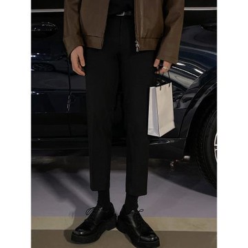 小西褲男九分修身直筒休閑褲冰絲男士高級垂感黑色西裝褲子夏季潮