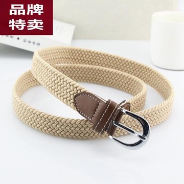 無印MUJ日本帆布腰帶女免打孔彈力編織松緊細皮帶男百搭牛仔褲帶
