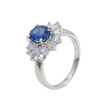 【二手名牌BRAND OFF】JEWELRY 無品牌珠寶 PT900鉑金 藍寶石 鑽石 戒指