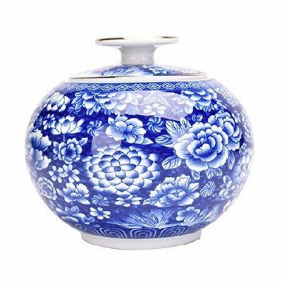 RabyLeo 装飾ジャー 古代中国の青と白の磁器セラミックストレージボックス 密封蓋付き ホームキッチン ダイニングデコレーション (グローブジャー)＿並行輸入