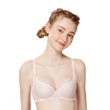 SWEAR 思薇爾 綻FUN鯨彩系列 B-E罩 軟鋼圈 素面 包覆 少女內衣 (雪花粉)