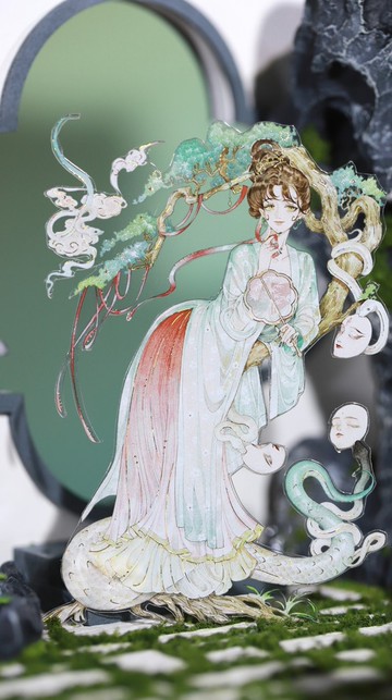 眷眷與書 東方伝説 (美人/虎/きつね) PET 紙膠帶 貝殼金 10米卷