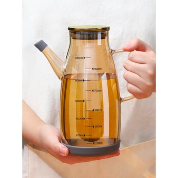 日本進口JHMo 玻璃油壺油瓶廚房家用不掛油防漏耐高溫瓶帶刻度大