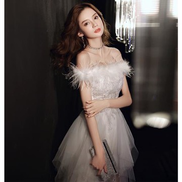 一字肩2022新款名媛女王晚禮服