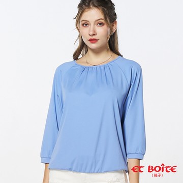 ET BOITE箱子 BLUE WAY – 冰涼天絲飛鼠七分袖長TEE(藍)