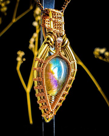 【阿拉斯加彩虹極光 】拉長石編織項鍊