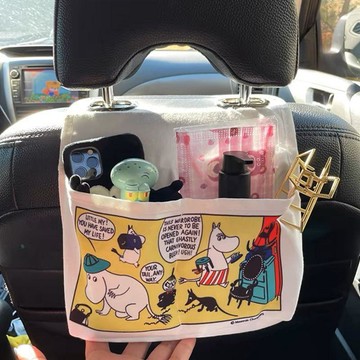 汽車 日系卡通姆明收納籃可愛車載椅背掛袋多功能收納置物袋紙巾盒 收納袋 置物 汽車收納 汽車收納袋 汽車椅背收納袋