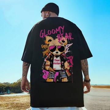 M-8XL 潮牌印花短T 日系 寬鬆 短袖T恤 情侶t 大尺碼 印花t 五分袖 短袖男 男t 男生T恤（D2145）