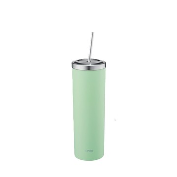 KINYO 304不鏽鋼吸管隨行保溫杯 650ml｜綠色