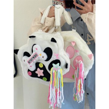 2023爆款超火包包秋冬休閑百搭毛絨包可愛卡通休閑軟妹少女雙肩包