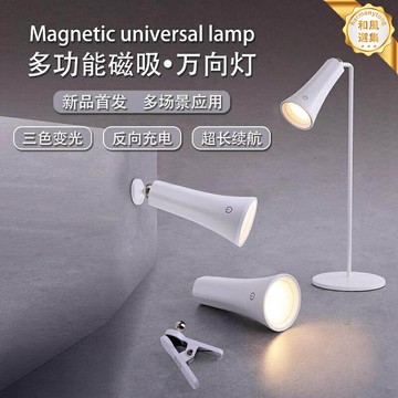 【磁吸萬向】床頭燈 小夜燈 護眼檯燈 閱讀燈 磁吸充電燈 宿舍學生燈 三檔調光 無線便攜 360°旋轉 居家辦公學習必備