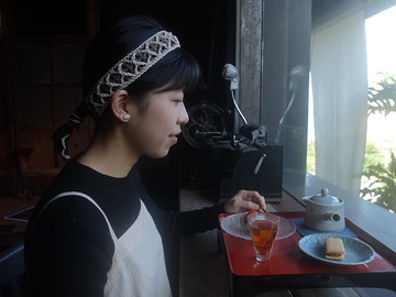 多邊形 手工編織 雙色髮帶 綁帶式 可可灰 酒紅