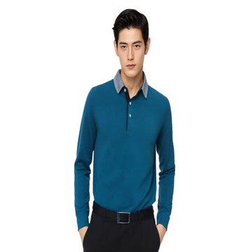 方仕新品男士長袖t恤新款翻領寬松衣服春秋韓版潮流純棉大碼體恤