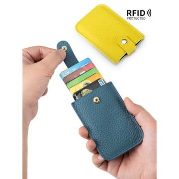 卡套女層疊抽拉卡包rfid真皮跨境新款名片包便攜式超薄零錢包