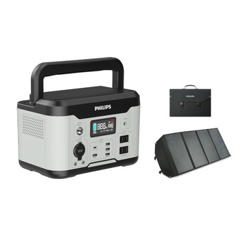 PHILIPS (超值組)100W太陽能板+600W DLP8093C攜帶式儲能行動電源(/露營/UPS不斷電)