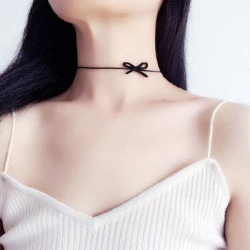 ins純銀鎖骨鏈復古項圈女蝴蝶結