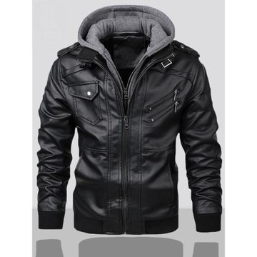 冬款海寧機車服騎行服皮衣男外套秋冬季男士帶帽皮夾克男冬裝男裝