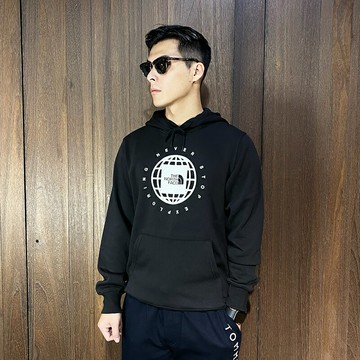 美國百分百【全新真品】The North Face 連帽上衣 刷毛 TNF 帽T 長袖上衣 logo 黑色 CQ73
