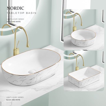 免運 掛墻式洗手盆 新款北歐臺上洗手盆陶瓷浴室洗漱臺洗面盆洗臉盆單盆藝術盆臺上盆