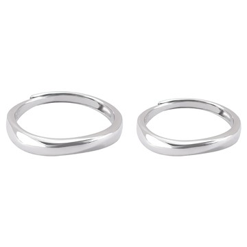 MARIGOLD 美爾朵 真愛無暇情侶可調式戒指2入禮盒 925純銀對戒  男款1.9cm 銀色 + 女款 1.6cm