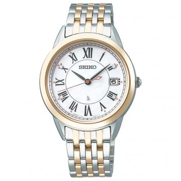 SEIKO 精工 LUKIA 太陽能美鑽女錶-33.9mm(V147-0CR0KS/SUT396J1)