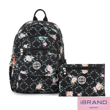 iBrand後背包 簡約輕盈尼龍多功能後背包-喵星花園