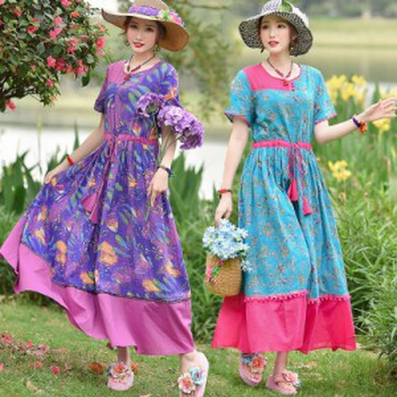 ワンピース レディース マキシ丈ワンピース 楽チンワンピース 花柄 ウエストゴム 半袖 ロングスカート ワンピ 小花柄 韓国服 通販 Lineポイント最大1 0 Get Lineショッピング