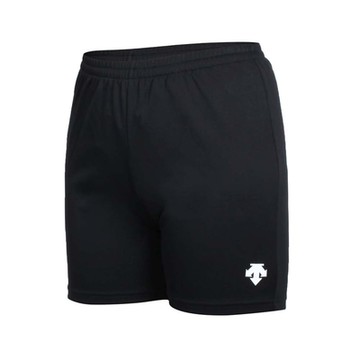 DESCENTE 女運動短褲-三分褲 排球 運動 針織 慢跑 訓練 迪桑特 DSP-6401WT-BLK 黑白