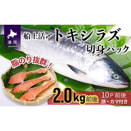 ふるさと納税 船上活〆時鮭(時しらず) 切身1尾分(あら付き)2.0kg前後＜生冷＞[02-473] 北海道浦河町