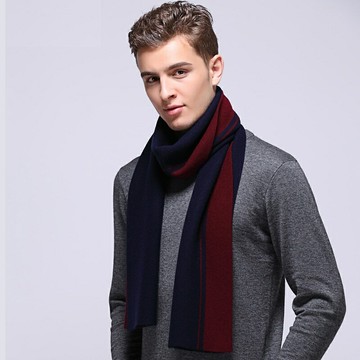 圍巾羊毛披肩-針織拼色百搭保暖男配件3色73wh69【獨家進口】【米蘭精品】