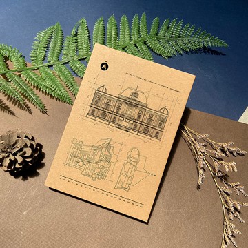 | 文學館建築結構圖 | 手工穿線膠裝筆記本 格紋內頁