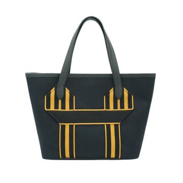 Hermes 愛馬仕 Pursangle MM 帆布拚TC皮革手提肩背托特包(黑/焦糖)