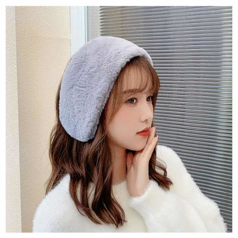 ハンドメイド作家 ファーヘアバンド耳あて はげしく