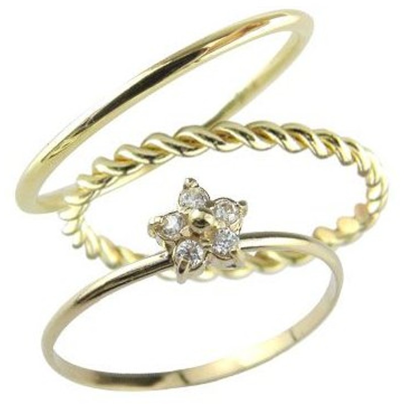 リング ゴールド ピンキーリング シンプルリング イエローゴールドｋ10 指輪 華奢リング 重ね付けリング3本セット フラワー 10金 ストレート 送料無料 通販 Lineポイント最大0 5 Get Lineショッピング