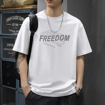 現款免運 大尺碼男裝上衣 純棉T恤 純棉短袖 短袖上衣男 夏季新款潮牌純棉短袖T恤男士夏季寬鬆ins百搭字母印花圓領打底