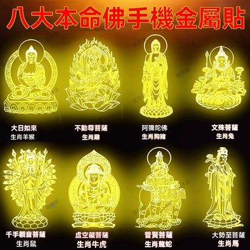 🔥臺灣出貨🔥十二生肖守護神手機金屬貼紙八大本命佛護身招財裝飾創意手機貼紙