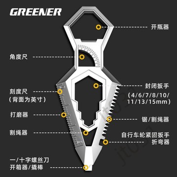 臺灣上新【五金】 綠林edc鑰匙多功能便攜式隨身小工具組合開箱器鑰匙扣掛件 熱銷