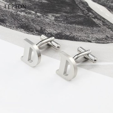 男士袖扣袖釘不銹鋼袖扣字母D黑色男士襯衫商務cufflinks禮盒裝